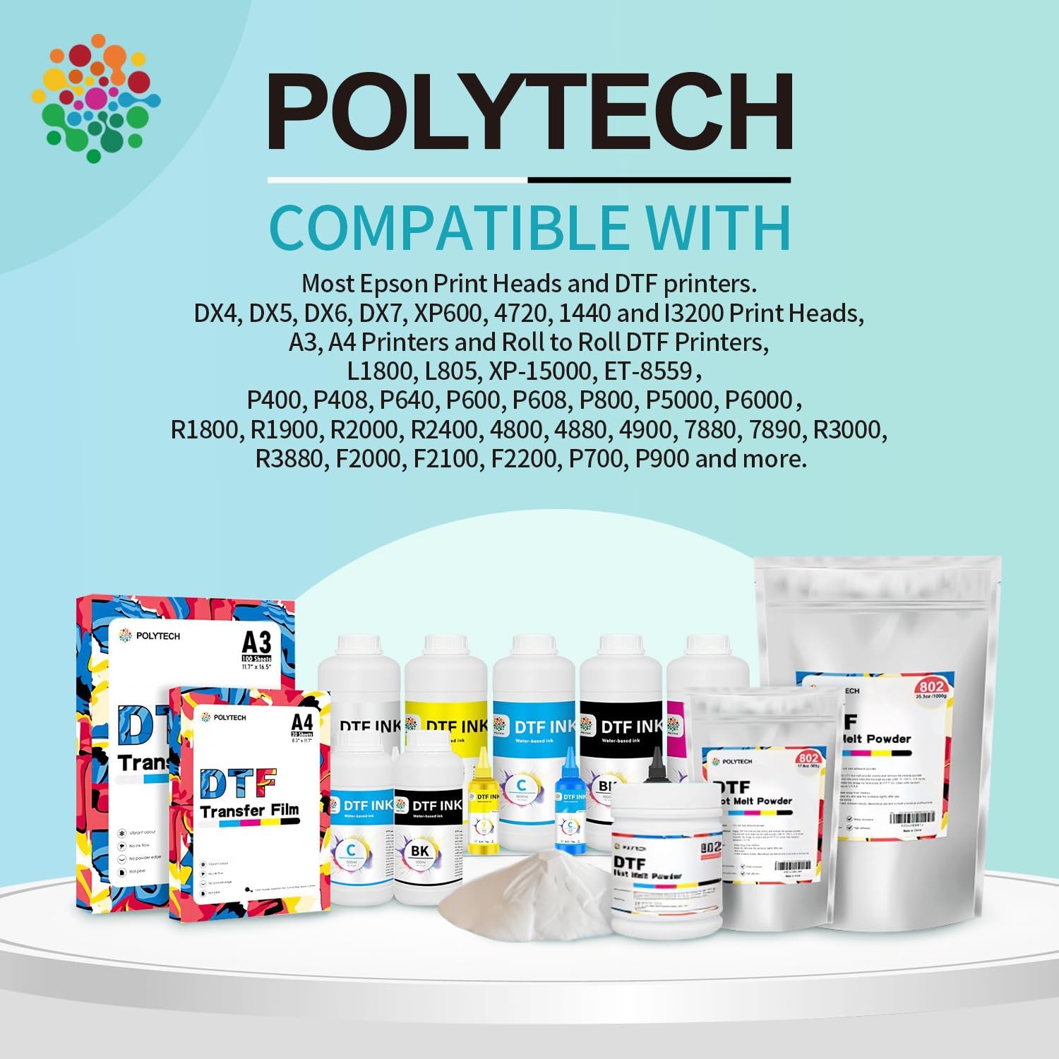 DTF Powder 35.2Oz/ 1000G - White Hot Melt Adhesive Powder, for DTF Transfer Film Printing, for All DTF Printer & DTG Printer