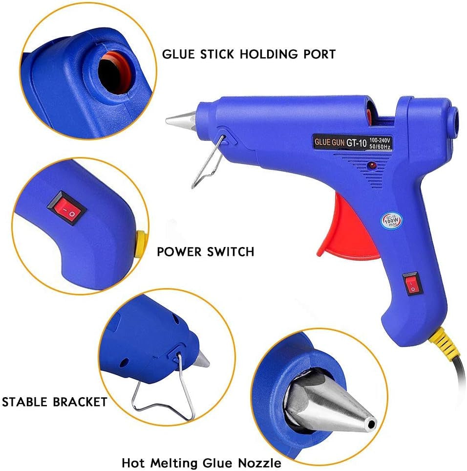 Glue Gun - 100W Hot Glue Gun with 10Pcs High Adhesion Hot Glue Sticks for Car Dent Repair, Home Improvement, Quick Daily Repair and DIY Small Craft Projects