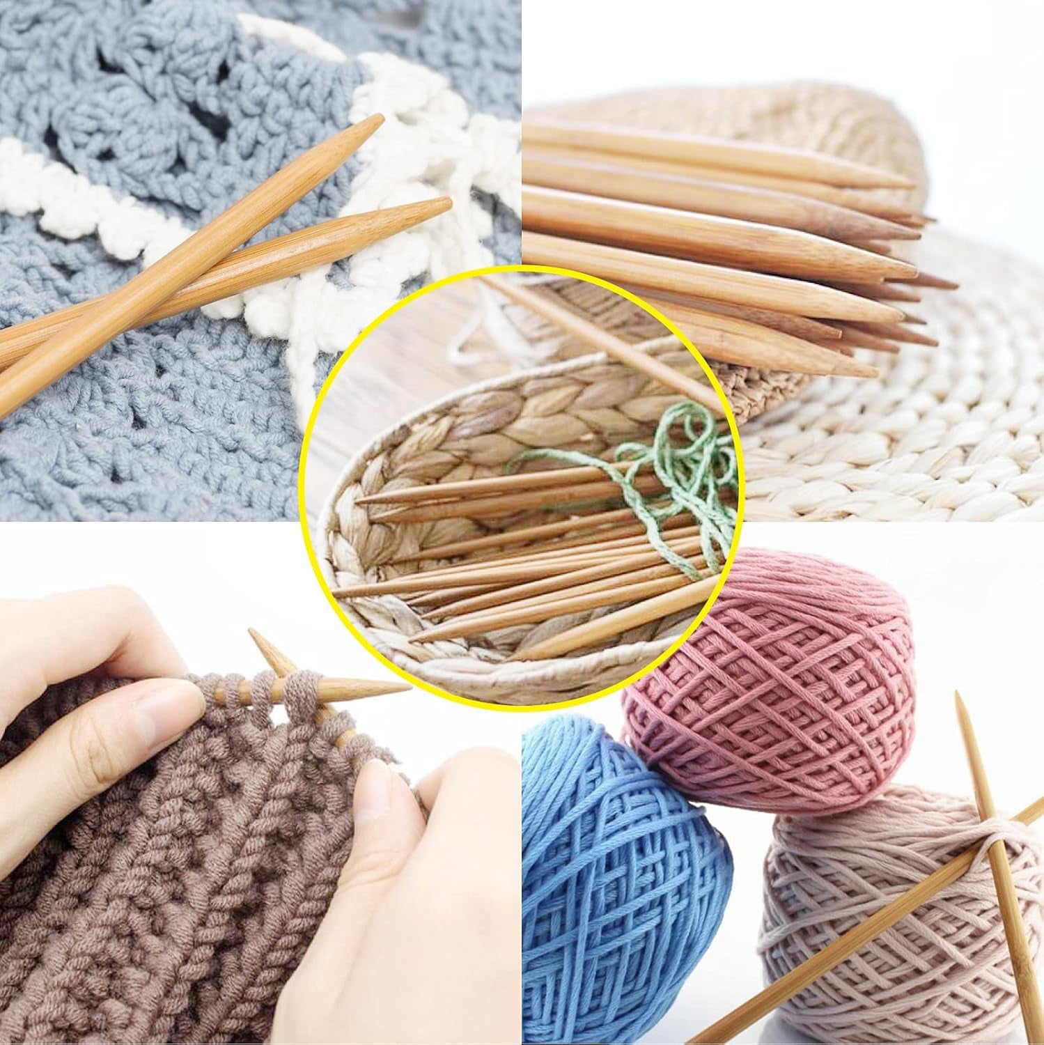 Single Point Bamboo Knitting Needles 14 Inch, 18 Pairs Wooden Knitting Needles for Beginners, US Size 0-15 (2.0-10.0Mm), Straight Wood Needles Prefect for Sweaters, Socks, Shawl, Gloves and Scarf