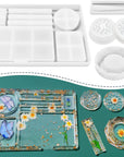 6 PCS Silicone Molds for Resin - Large Resin Molds with Rolling Tray Mold and Resin Grinder Mold for Grind and Storage, DIY Resin Epoxy Kit