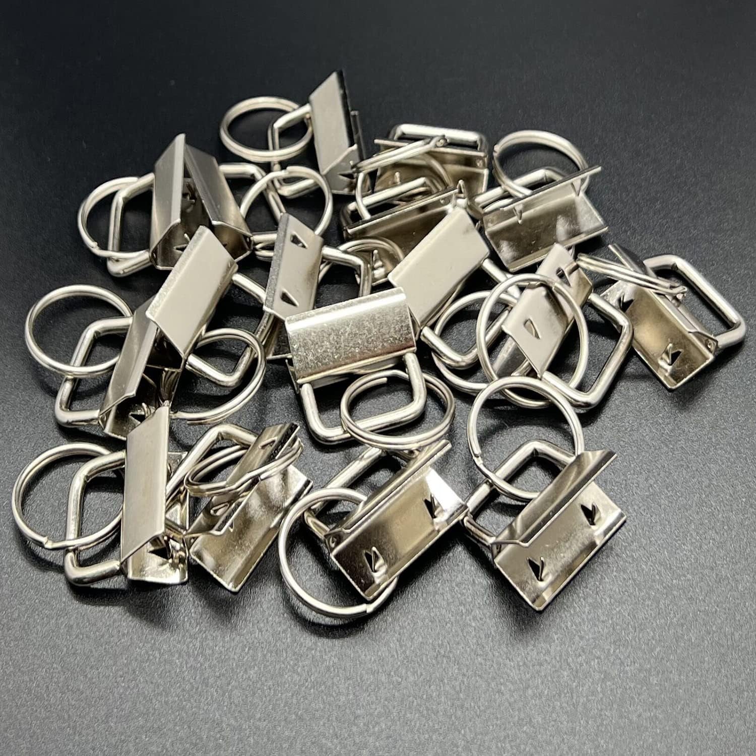 51 Sets Key Fob Hardware with 1Pcs Key Fob Pliers,Glass Running Pliers Tools with Jaws, Pliers Attach Rubber Tips Perfect for Key Fob Hardware Install, Silver