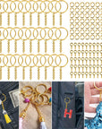 Keychain Rings Kit for Crafts Gold,  Includes 100Pcs Split Key Ring with Chain, 100Pcs Jump Rings and 100Pcs Screw Eye Pins for Resin Keychain Making