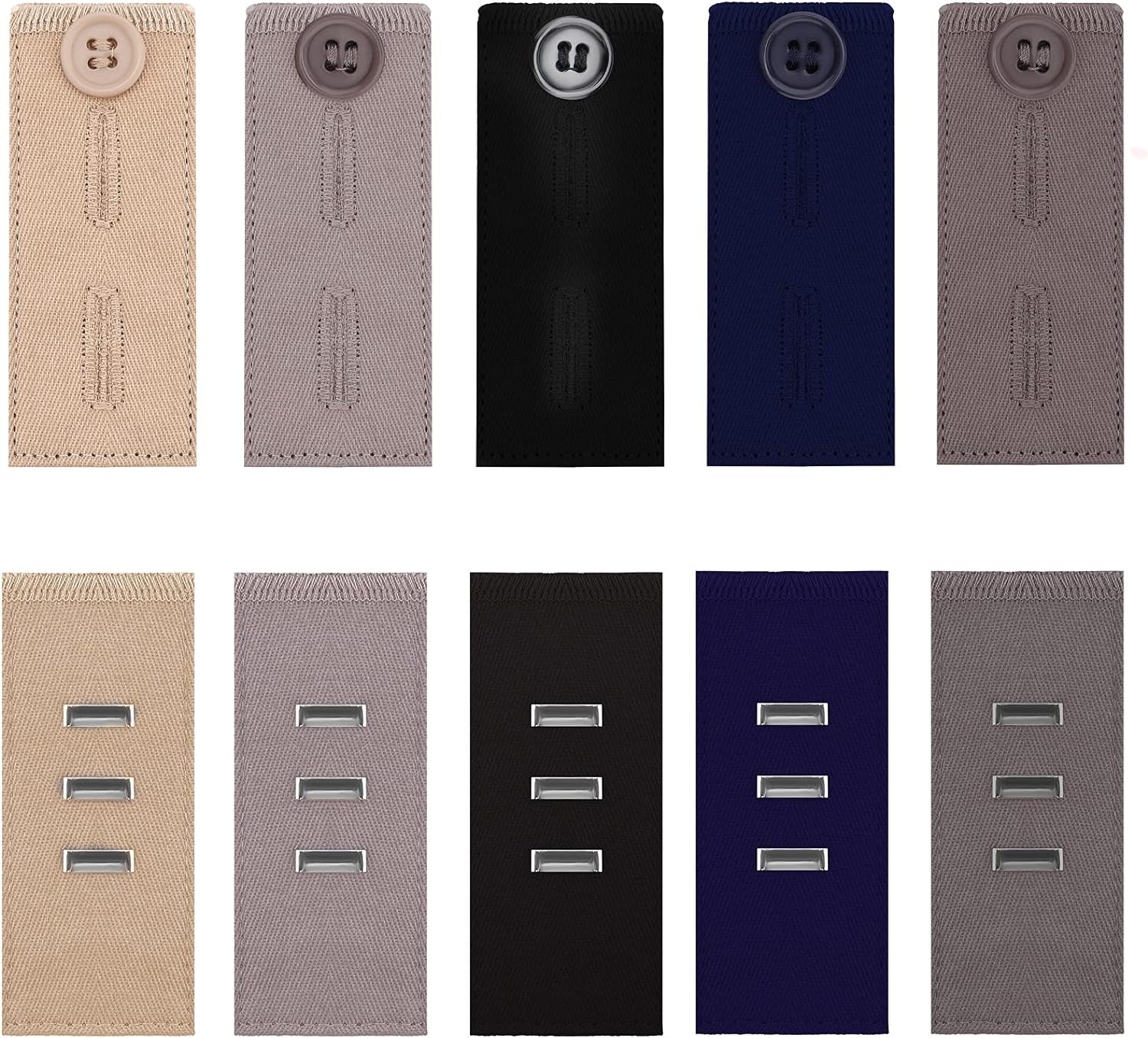 10Pcs Pants Waist Extenders, Adjustable Elastic Waist Extender, Pants Button Extender Set, 2 Types Waist Hook Extenders for Dress Jeans Pants Khakis Trousers Man and Woman