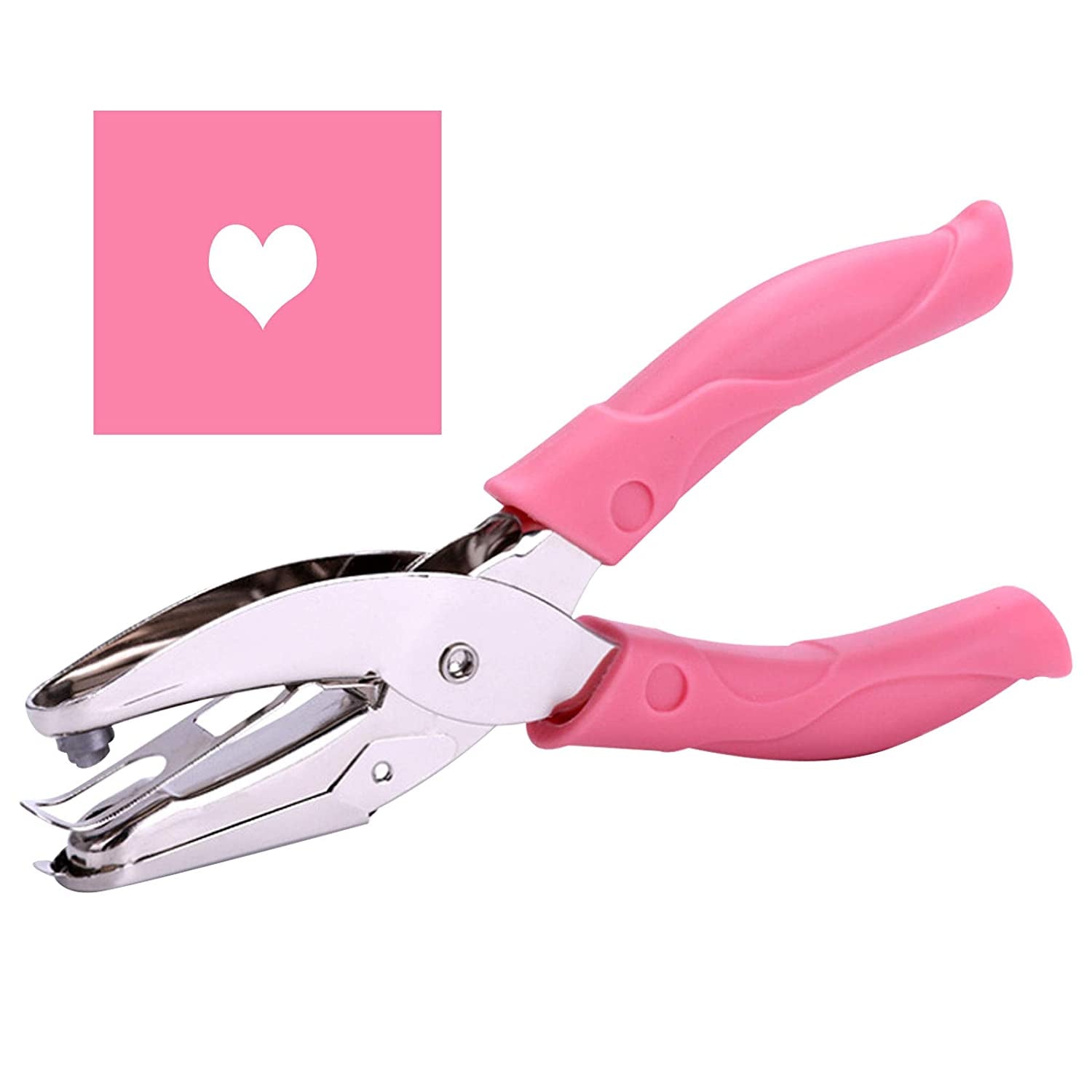 1 Pack 6.3 Inch Length 1/4 Inch Diameter of Heart Shape Hole  Single Paper Hole Punch, Puncher with Pink Soft Thick Leather Cover(Heart 1/4 Inch)