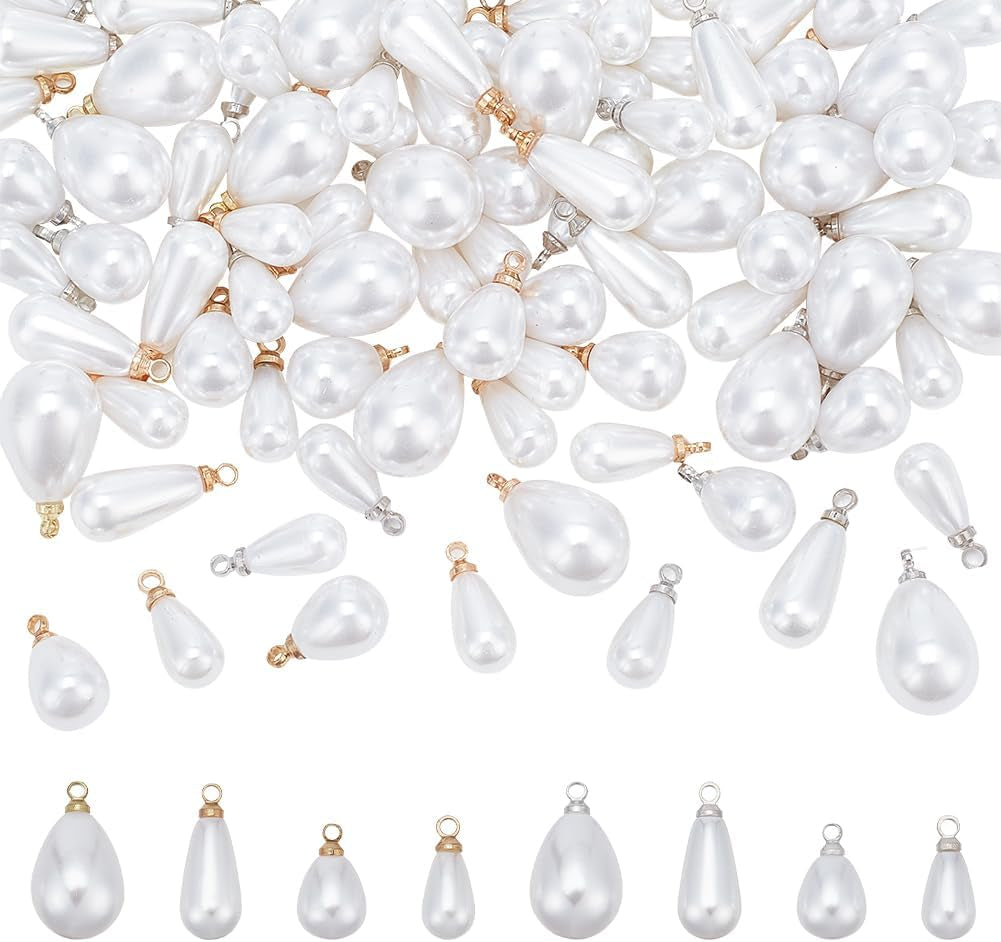 Teardrop Pearl Pendants Pearl Pendant Connectors Oval Pearl Beads White Imitation Pearl Pendants