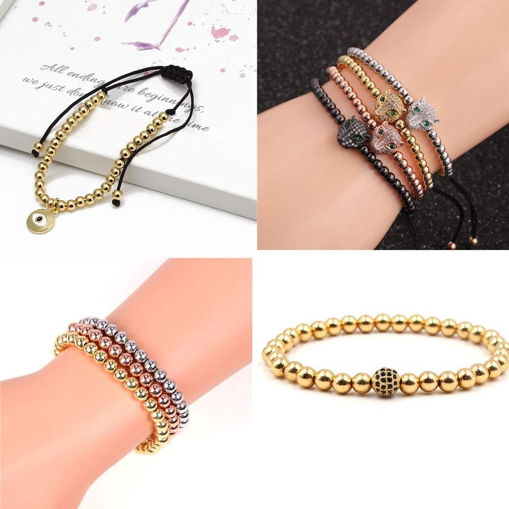 200 Pcs Mix 14K Gold Plated Beads Smooth Little round Spacer Beads Brass Long-Lasting Tarnish Resistant Seamless Loose Beads for DIY Bracelet Jewelry Making (3/4/5/6Mm-Gold)