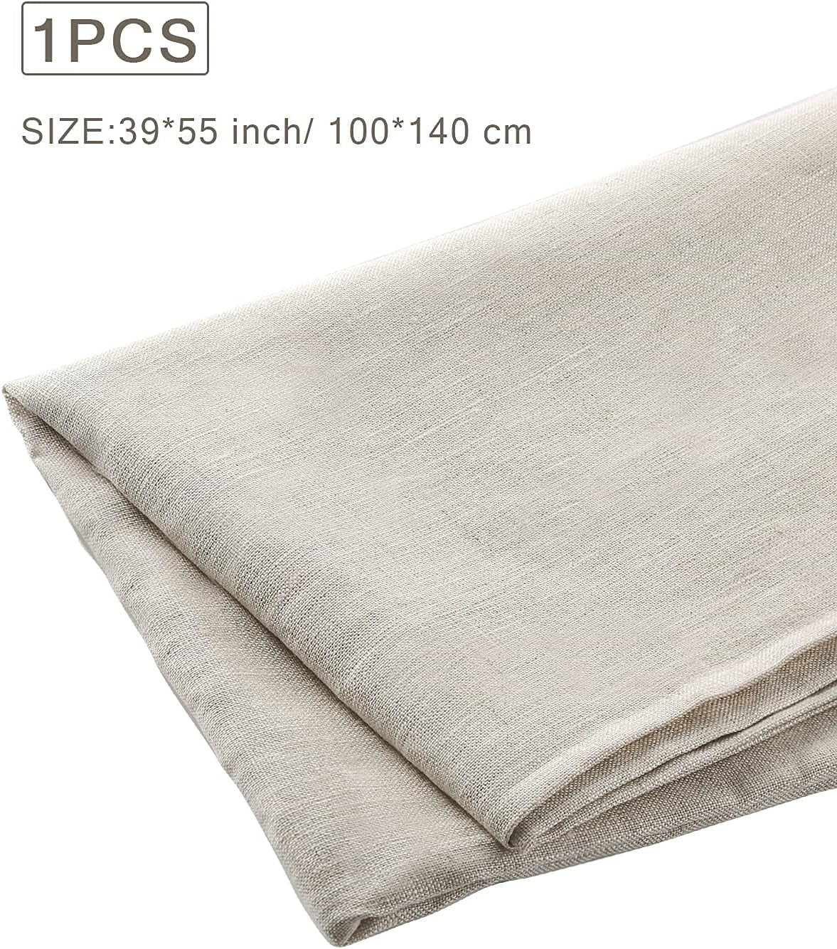 39 X 55 Inch Natural Pure 100% Linen Fabric, Plain Solid Colour Linen Fabric Cloth for Needlework, Dressmaking, Skirts, Bag, Embroidery, Tablecloths and Garments Craft