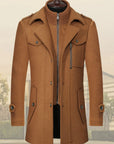 Men's Modern Double Collar Wool Coat