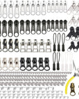 Zipper Repair Kit 255 Pcs Zipper Replacement Kit with Zipper Install Pliers Tool and Zipper Extension Pulls for Clothing Jackets Purses Luggage Backpacks Tents Sleeping Bag