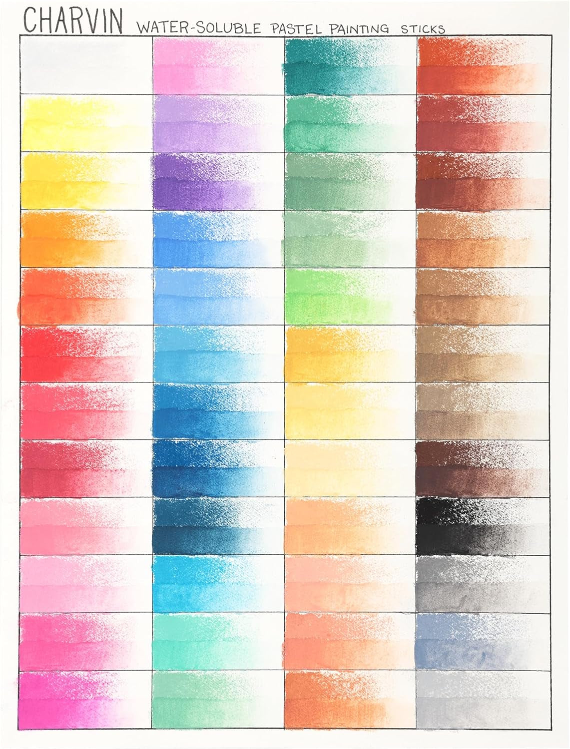 Artist Colored Chalk Pastels (Set of 48) - Water Soluble, Assorted Pastel Color Sticks for Wet, & Dry Painting