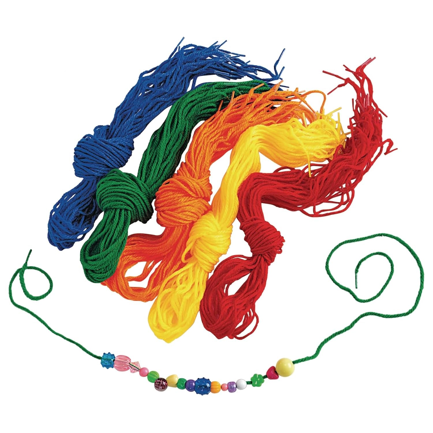 YARNTIP Tipped Lacing Yarn for Kids, 100 Pieces, Assorted Colors, 32 Inches Long, Weaving, Beading, Arts & Crafts, Jewelry, Motor Skills, Reusable, Stringing Activities