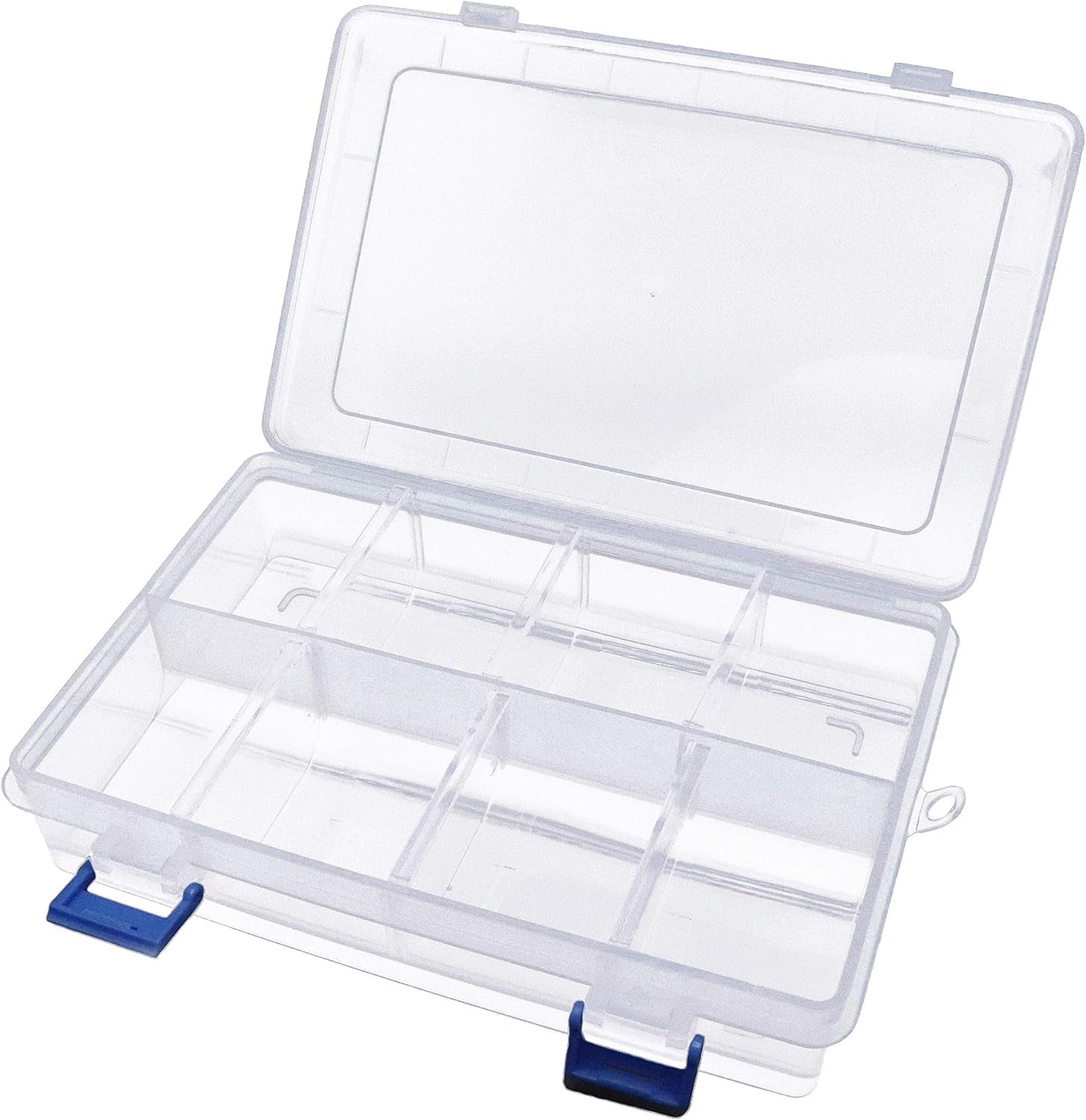 8-Grid Snack Box Container with Removable Dividers Plastic Organizer Box for Candies Snacks Electronics Jewelry Small Parts (7.3In X 4.9In)
