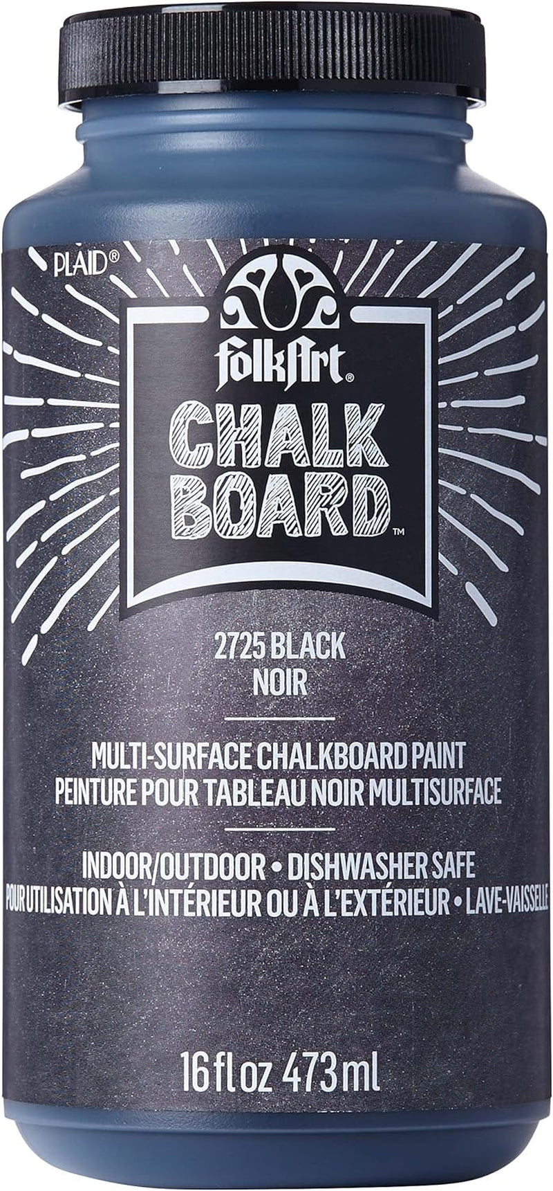 FA2725 Multi-Surface Chalkboard Paint (16 Ounce), 2725 Black