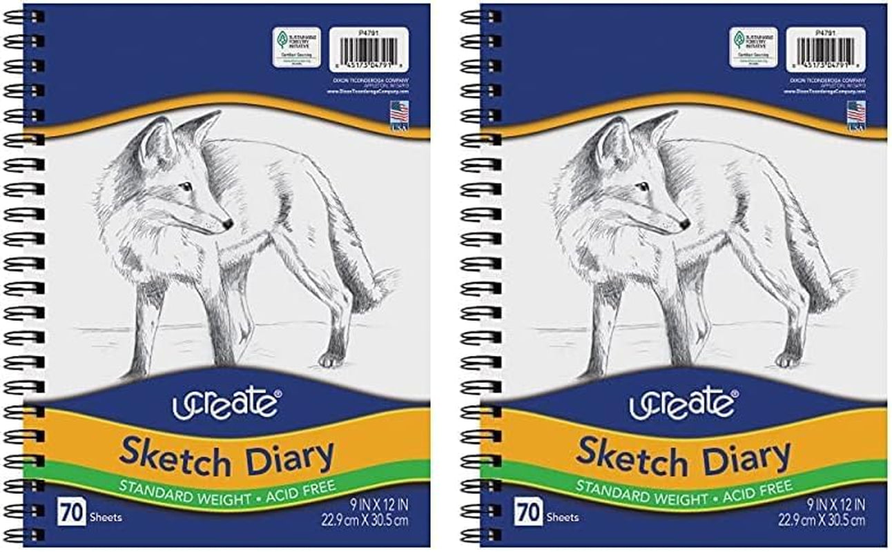 Ucreate Sketch Diary, 12&quot; X 9&quot;, 70 Sheets