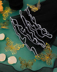 Black Flower Wrapping Paper Kit - 4.37 Yards Pearl Lace Mesh for Bouquets, Wave Tulle with Ribbons and 3D Butterflies - Floral Wrap Florist Supplies (Black)