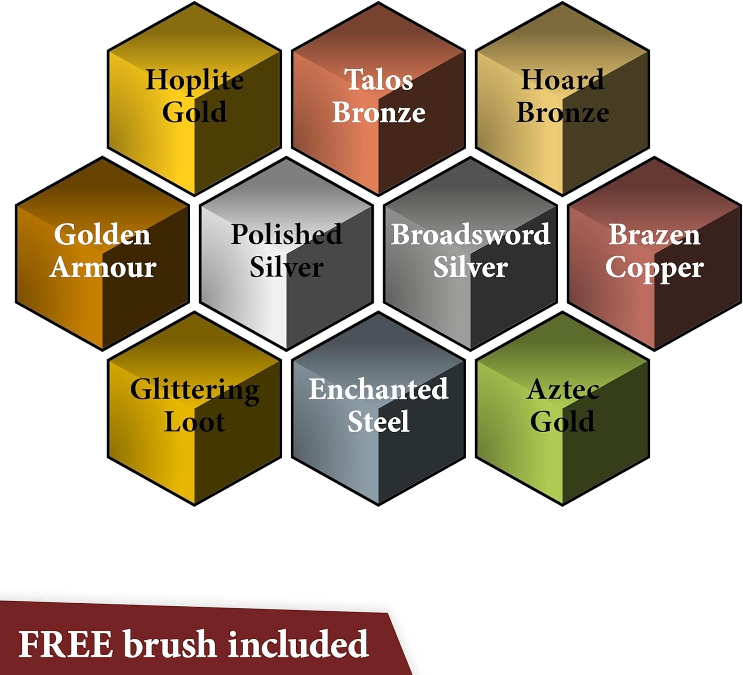 Speedpaint Metallics Set 2.0+ - 10 Speed Model Paint Kit - Pre-Loaded with Mixing Balls, 1 Basecoating Model Paint Brush, Army Painter Speed Paint Metallic Miniature Painting Kit