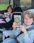 Velvet Art to Go! 2 Spiral Bound Coloring Books W/Perforated Cardstock Pages, Fuzzy, Felt, Great for Travel: Planes, Cars, Backpacks, 20 Different Projects Total, Kids & Adults, 4"X6".