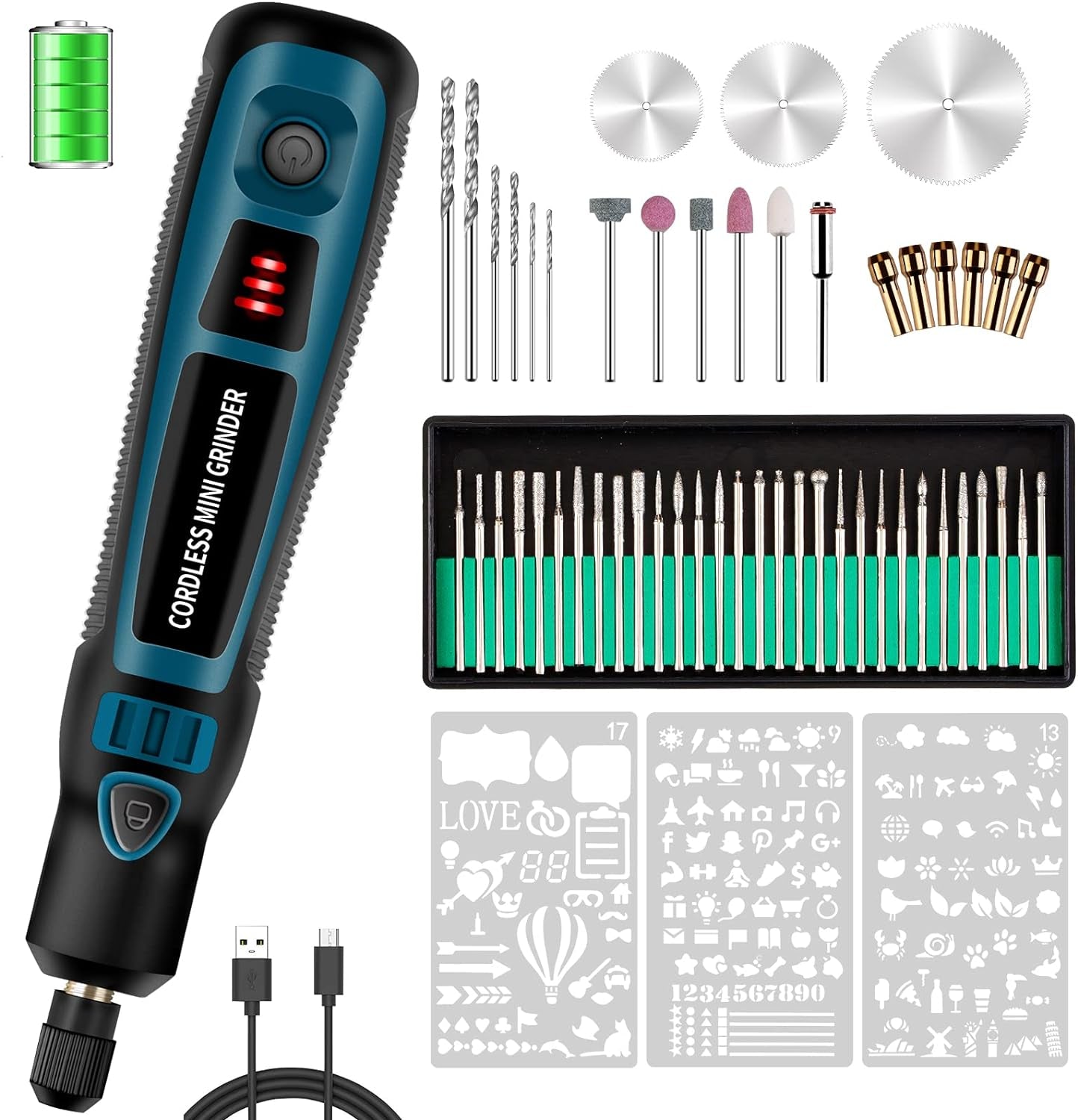 20W Engraving Pen with 44 Bits, USB Multi-Functional Electric Cordless Engraver Tool for DIY, Polishing Carving Jewelry, Glass, Stone, Metal, Plastic, and Wood