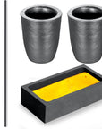 5 Pieces Crucible Metal Melting Kit, Including 2 Clay Graphite Crucible for Gold Melting Metal, 2 Graphite Stir Rod Stick, 1 Graphite Torch Smelting Casting Ingot Mold