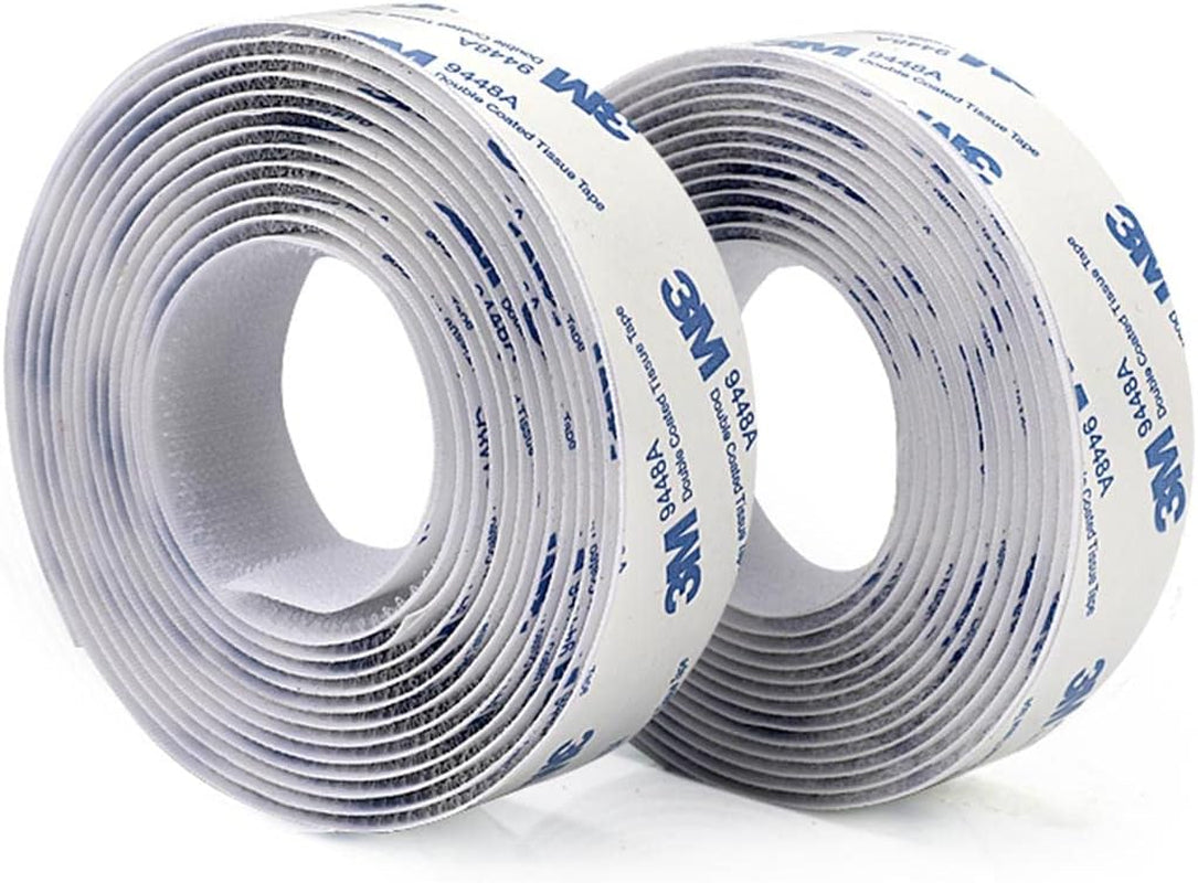 3M Hook and Loop Double Sided Tape, Self Sticky Adhesive Tape, Interlocking Tape Sewing Fasteners for Window Fixing, Photo Frames, Mosquito Net, Carpets, Car and DIY, 1 in *10 FT *2 Rolls-White