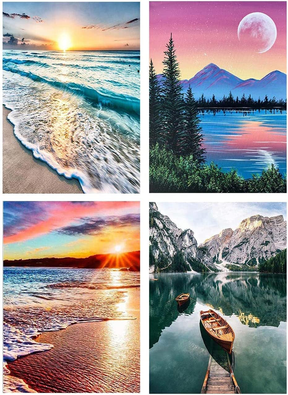 6 Pack Paint by Numbers for Adults - DIY Acrylic Painting Paint by Numbers Kits on Canvas without Frame, Simple Flower Oil Painting for Home Wall Decor 9.8X13.8Inch(25X35Cm)