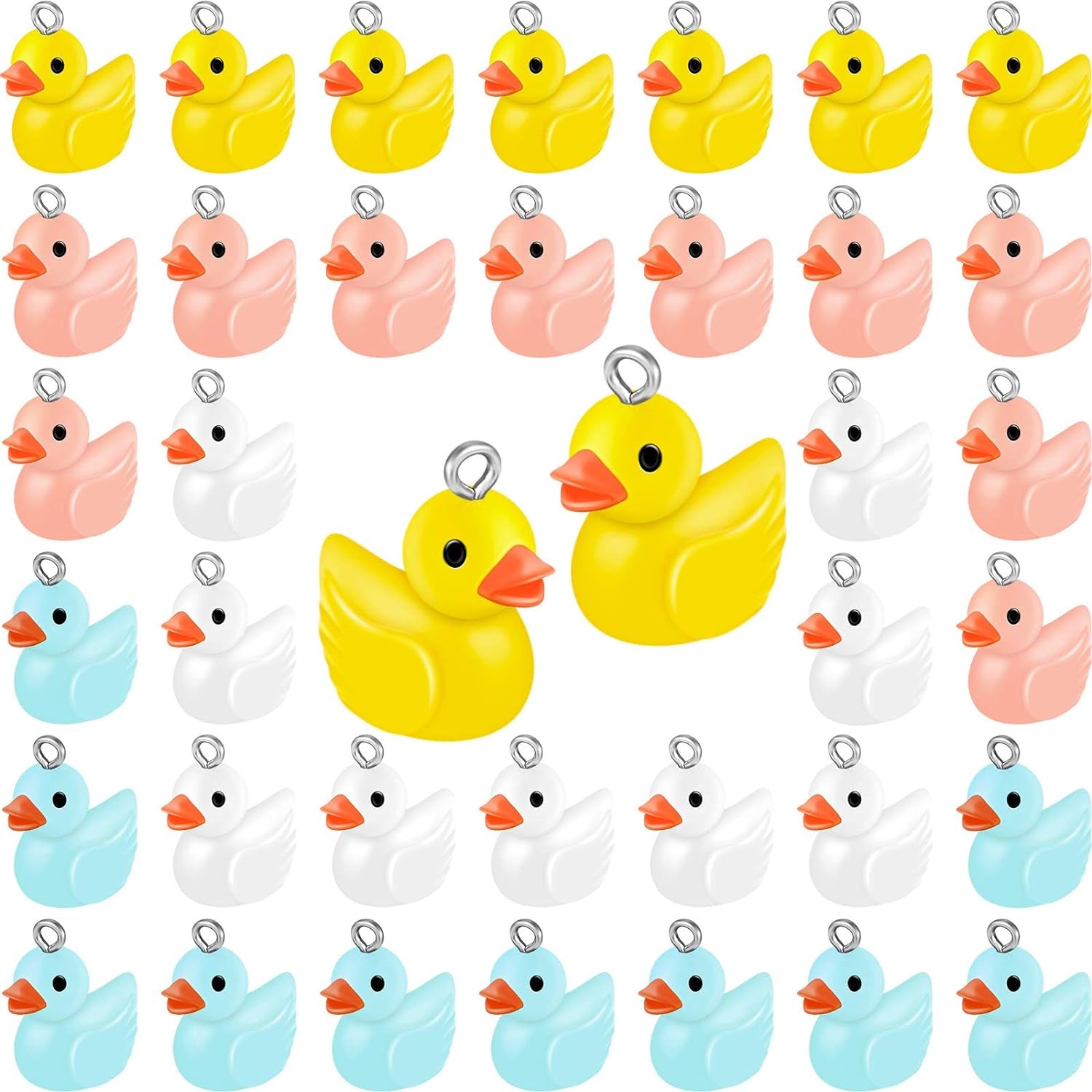 40 Pieces Mini Resin Ducks Resin Duck Charms Pendants Findings Charm DIY Duck Pendants for Bracelet Necklace Earrings Keychain Crafts