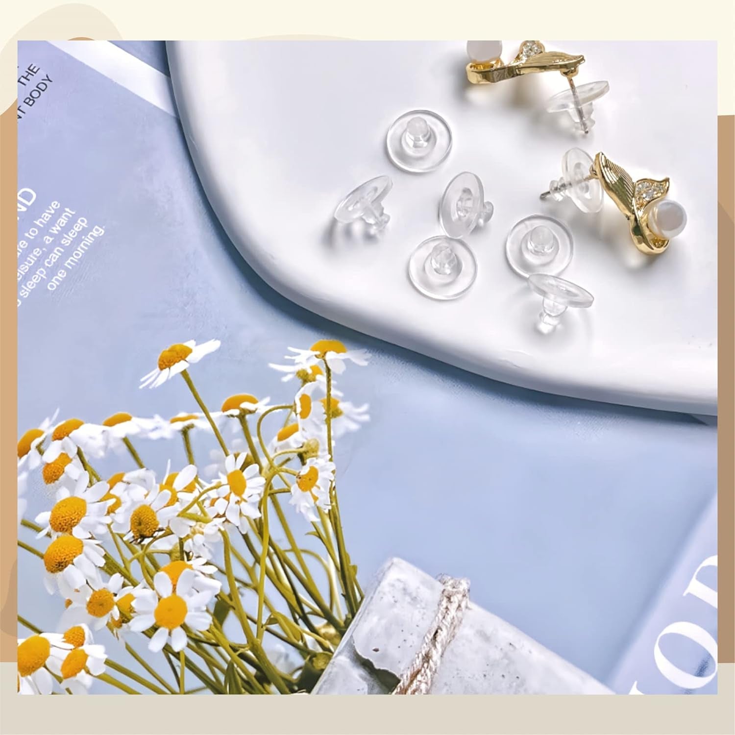 Earring Backs, Silicone Earring Backings, Clear Rubber Earring Safety Back Stoppers, Soft Clutch Ear Locking with Pad (Pack of 100)