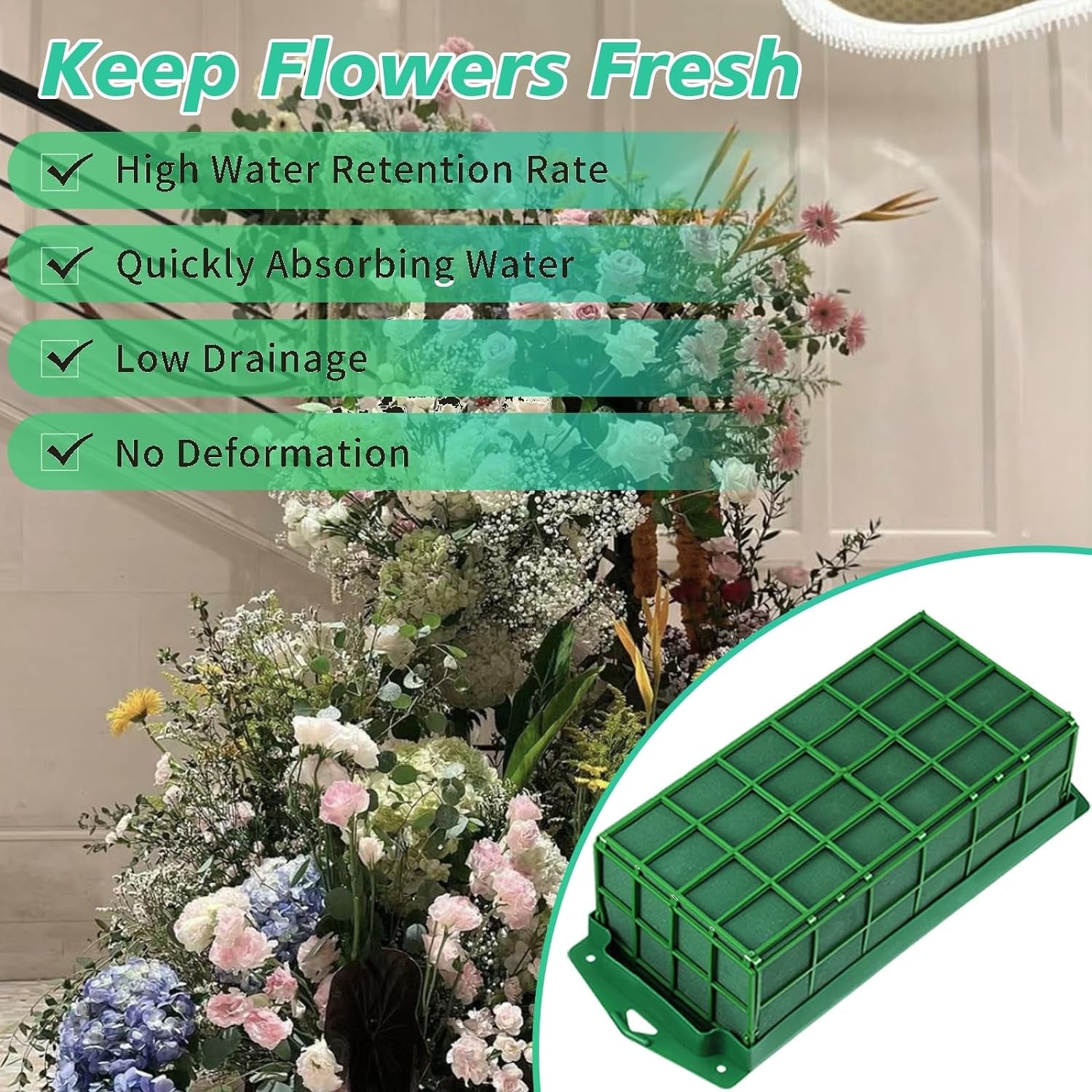 Floral Foam Cage Flower Holder with Floral Foam for Fresh Flowers Artificial Flowers for Table Centerpiece Floral Arrangement,Wedding Holiday Christmas Decorations(Floral Tape X2,Floral Wire X20)