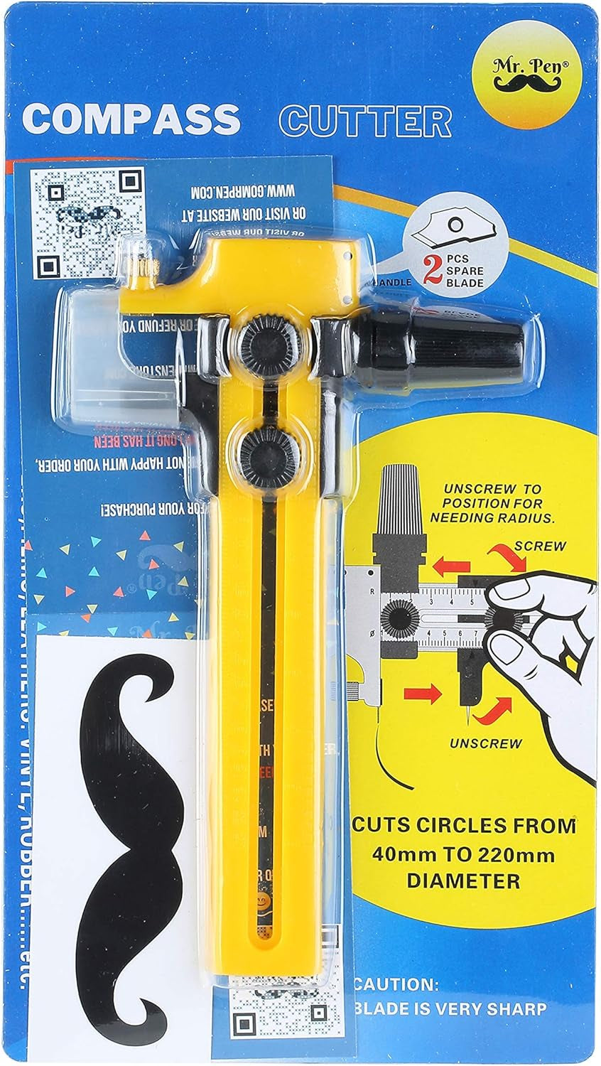 - 6.25In, Fabric Circle Cutter for Paper Crafts, Compass / Circular Cutter, Cutting Compass