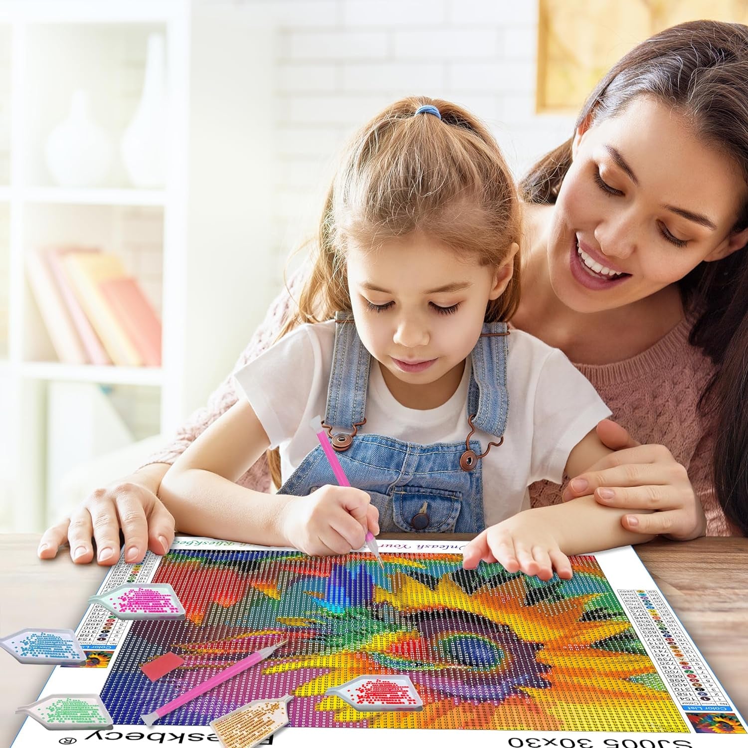 Diamond Mosaic Painting Kits for Adults Sunflower DIY Diamond Art Kit Hummingbird Full Drill round Diamond Dots Painting Gem Art Kit Beginners Home Wall Decor Gifts 12X12In