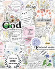 200Pcs Inspired Christian Stickers, Bible Verse Stickers, Blossoms Stickers for Water Bottle Laptop Scrapbooking Decals Christian Gifts Bible Journaling Supplies