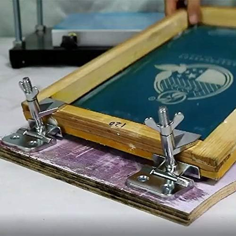 2 Pcs of Silk Screen Printing Hinge Clamps for Screen Printing Frame Machine,For Fixing Screen Printing Mesh,Screen Printing DIY Tool,4 Screws Included in the Package.