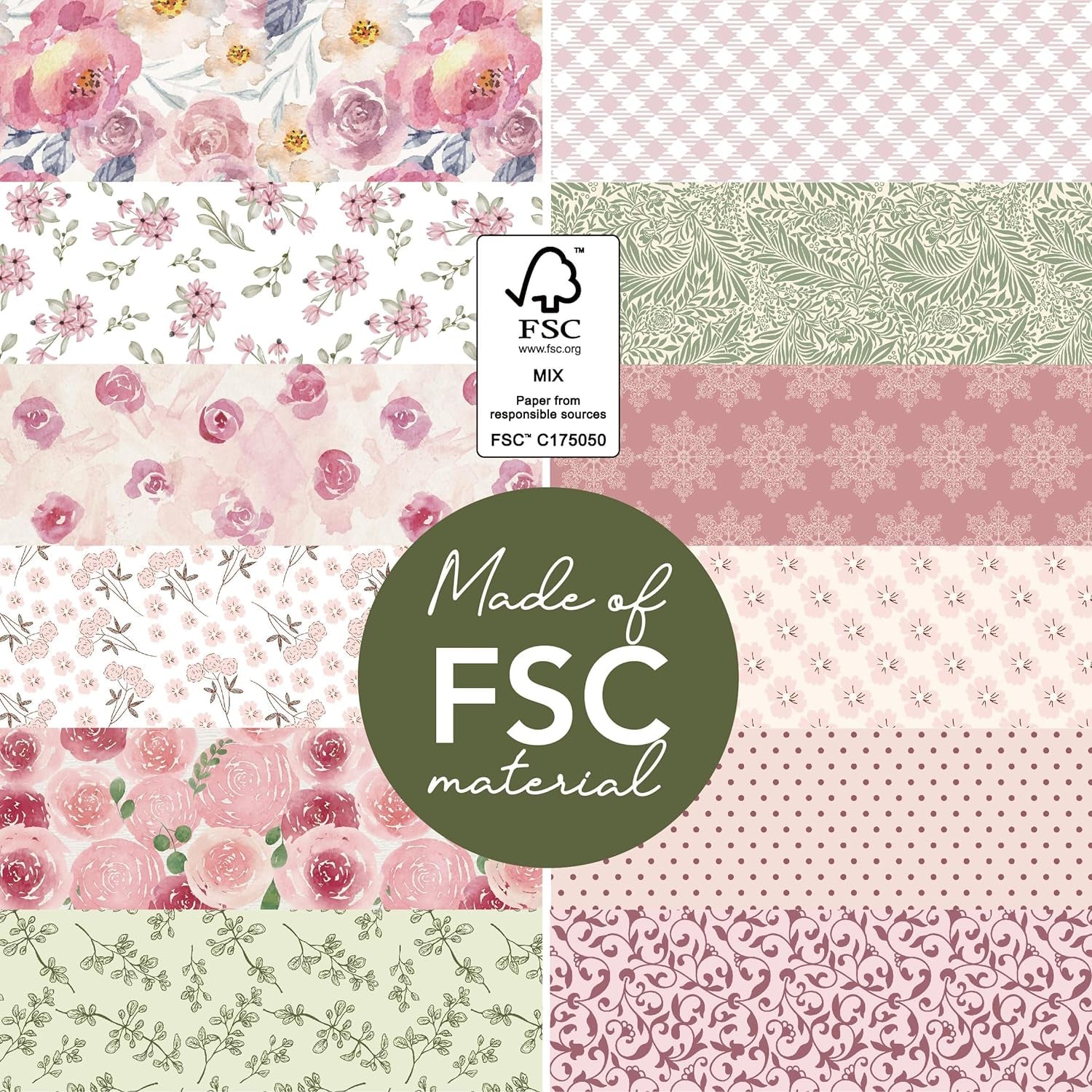 Spring Vintage 12X12 in Double Sided Paper Pad Pack Scrapbook Cardstock Decorative Paper - 36 Sheets - for Card Making Journaling Planner Origami Decopage Decorative Scrapbooking Supplies