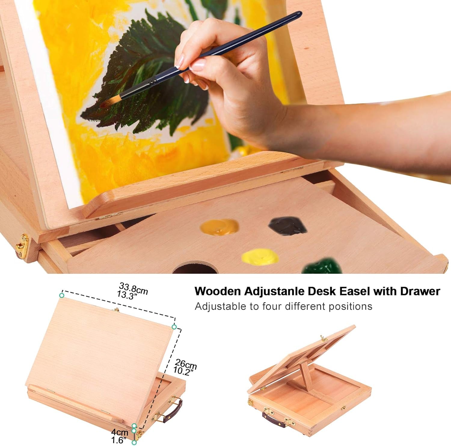 Tabletop Easel Set - 24 Pieces Starter Kit - Artist Acrylic Painting Kit with 12 Acrylic Paints Set, Canvas Panels, Brushes, Wooden Palette for Kids, Adults, Beginners, Professionals