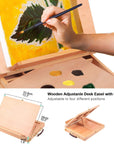 Tabletop Easel Set - 24 Pieces Starter Kit - Artist Acrylic Painting Kit with 12 Acrylic Paints Set, Canvas Panels, Brushes, Wooden Palette for Kids, Adults, Beginners, Professionals