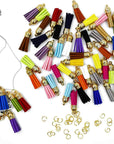 Tassels for Keychains Faux Suede Tassel for DIY Jewelry Making 60 Pcs Leather Keychain Charms Bulk & 60 Pcs Jump Rings Key Chain Rings Bulk for Cellphone Straps Pendants Crafts