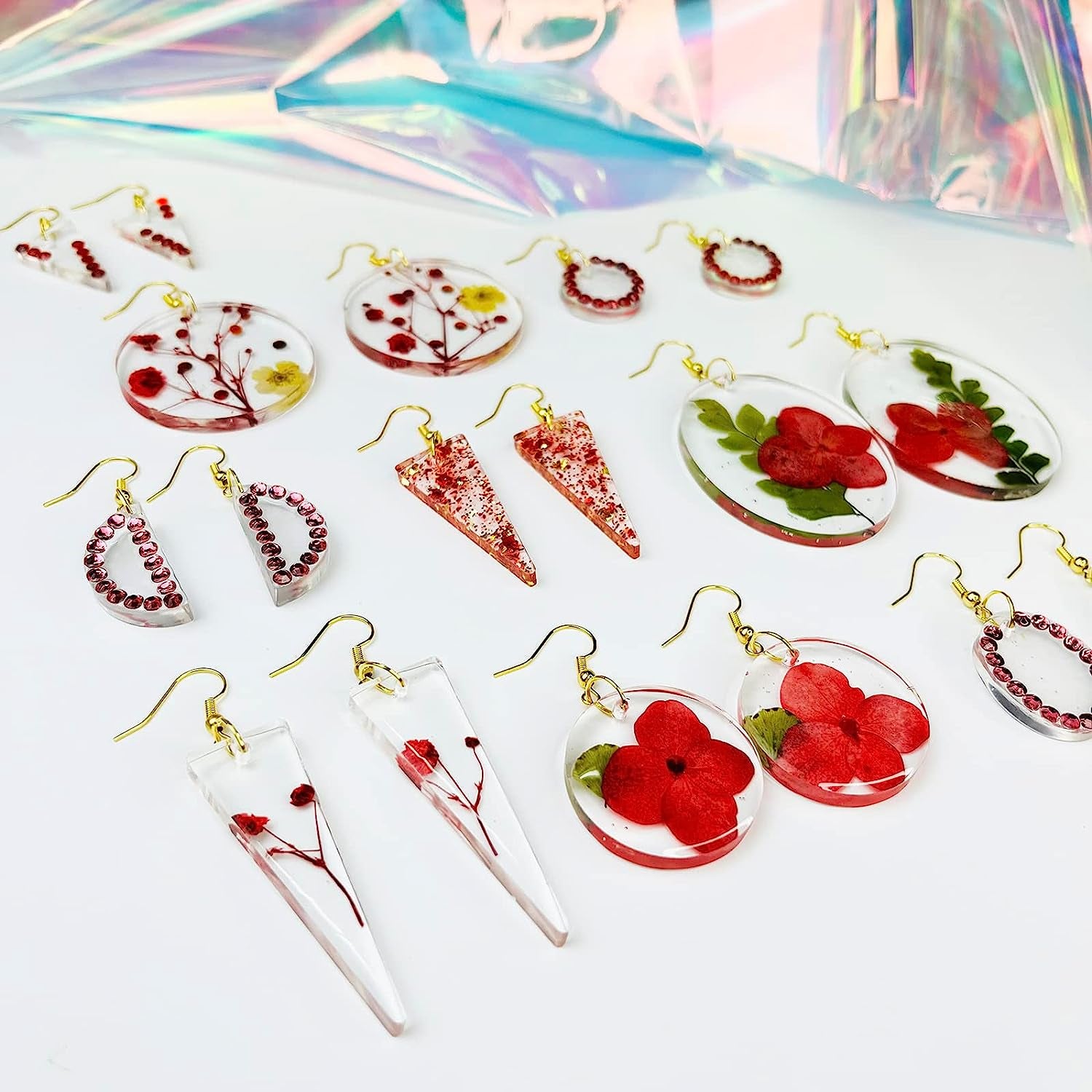10Pcs Resin Earring Mold,Silicone Resin Jewelry Molds Set for Epoxy Resin Dangle Pendant Molds for Women