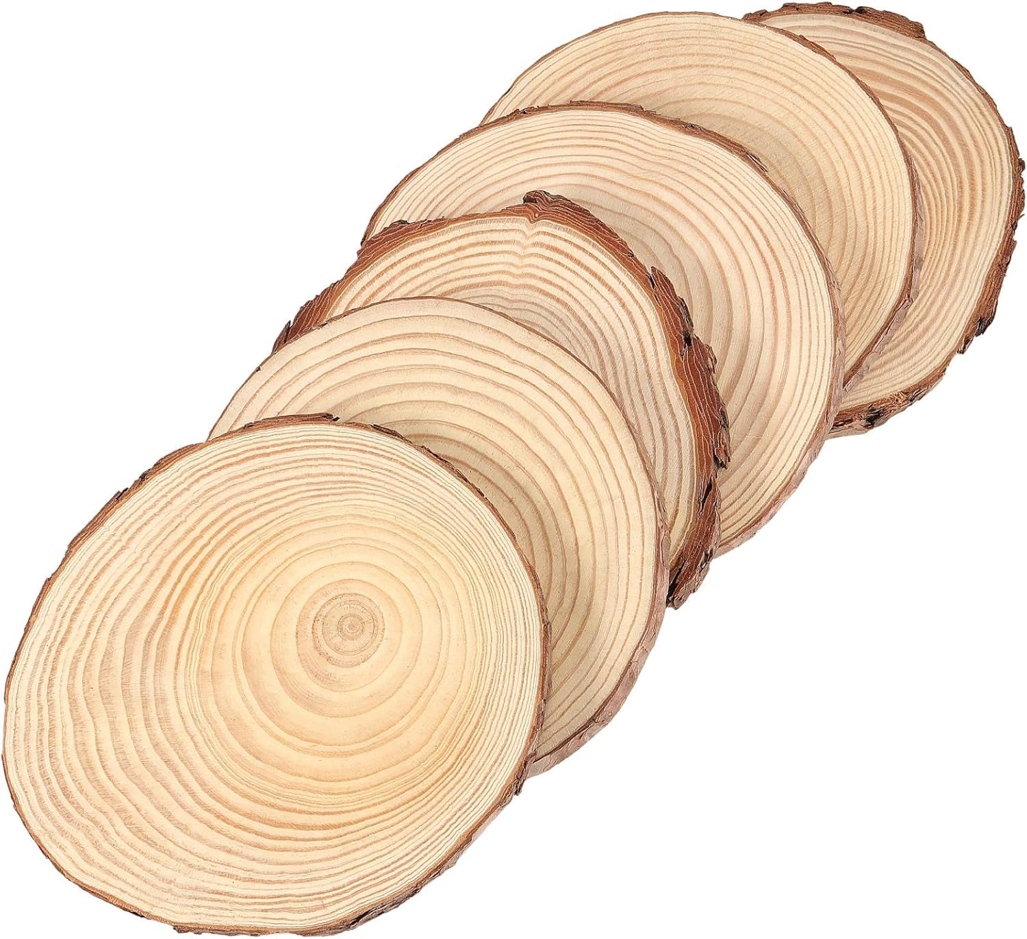 12 Pcs 6-7 Inch Wood Slices for Crafts, Unfinished Wood Rounds with Bark, round Wooden Discs Circles for Christmas Ornaments Wedding Rustic Decoration DIY Handcrafts Arts
