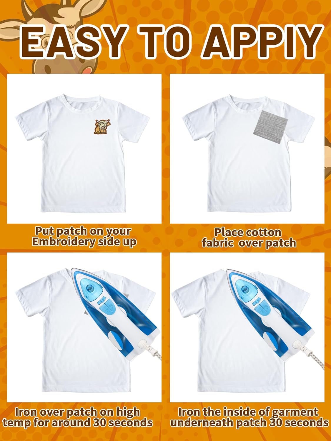 30 Pcs Highland Cow Iron on Patches for Hats Western Embroidered Patches Vintage Cowboy Animals Sew on Applique Patches for Jackets Backpacks Clothes DIY Crafts Accessories(Highland Cow)