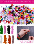 Bead Bracelet Making Kit,  Bead Friendship Bracelets Kit with Pony Beads Letter Beads Charm Beads and Elastic String for Bracelet and Jewelry Making Rainbow Colors