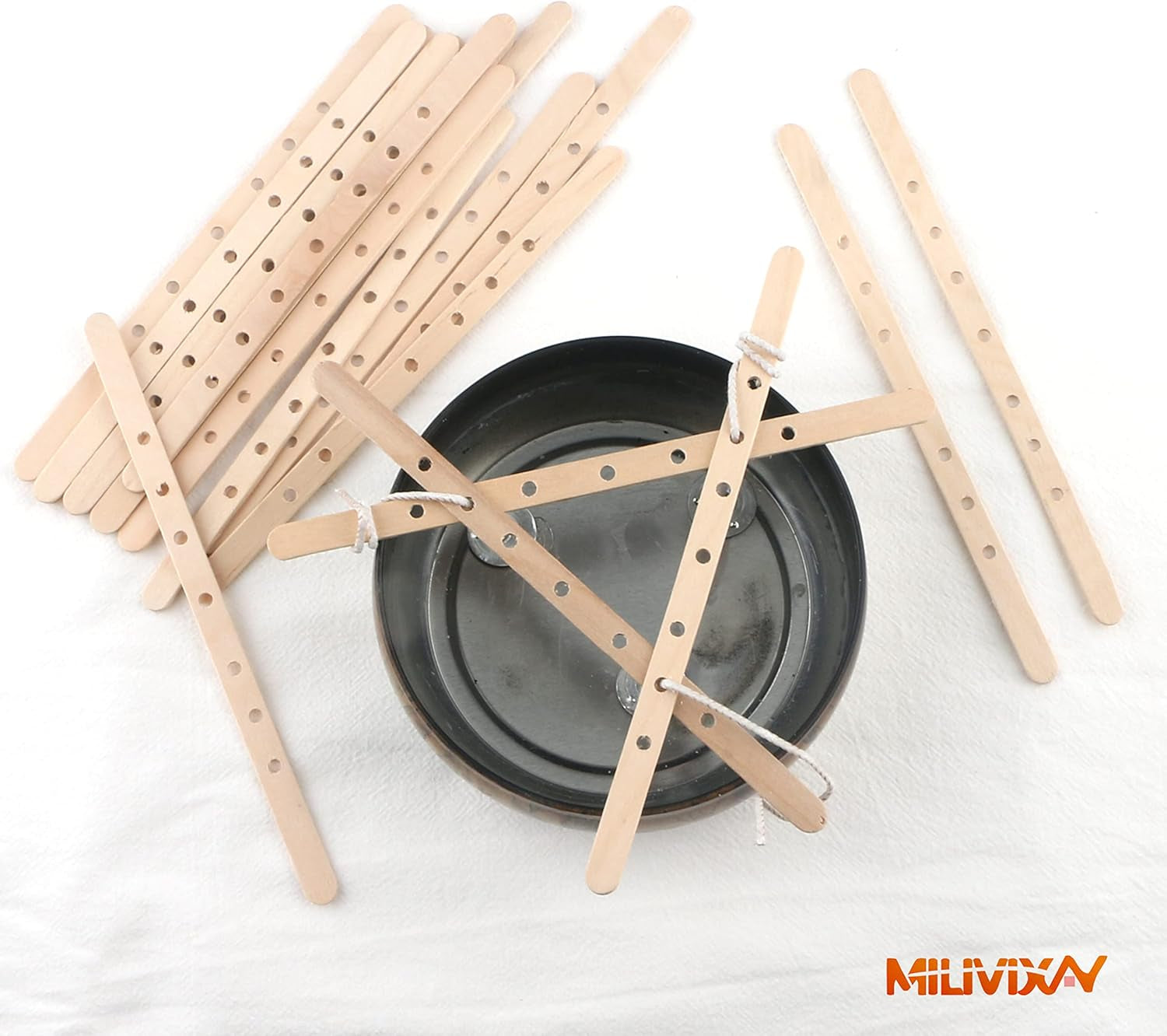 100Pcs Wooden Candle Wick Holders, Candle Wicks Centering Device, Candle Wick Bars, Wick Holders for Large & Multiwick Candles.