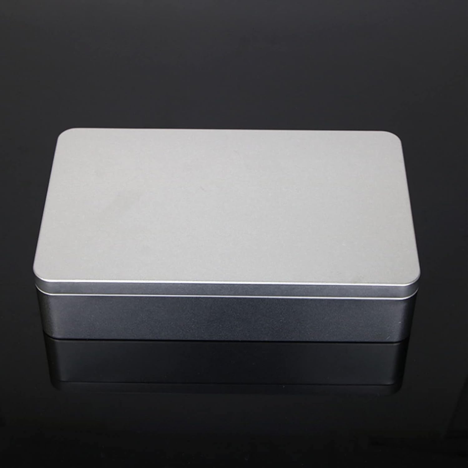 1 Pack 8.5 by 5.3 by 1.9 Inch Silver Rectangular Empty Tin Box Containers, Gift, Jewelery and Storage Tin Kit, Home Organizer
