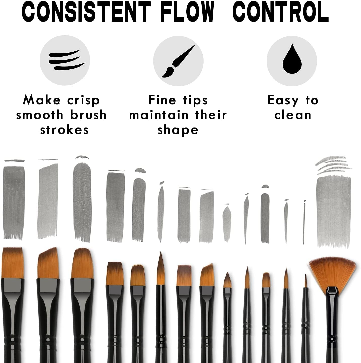 Paint Brushes Set, 14 PCS Artist Brush for Acrylic Oil Watercolor Gouache Artist Professional Painting Kits with Synthetic Nylon Tips