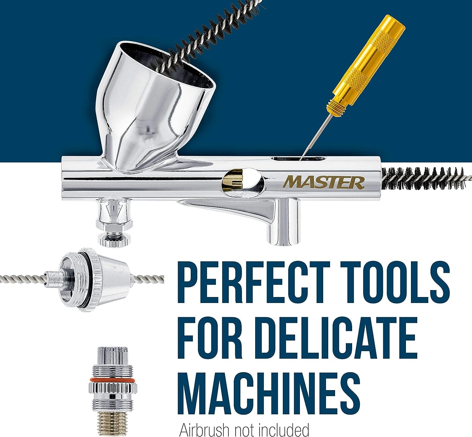 13 Piece Airbrush Cleaning Kit - Glass Cleaning Pot Jar with Holder, 5 Pc Cleaning Needles, 5 Pc Cleaning Brushes, 1 Wash Needle, & How to Link Card