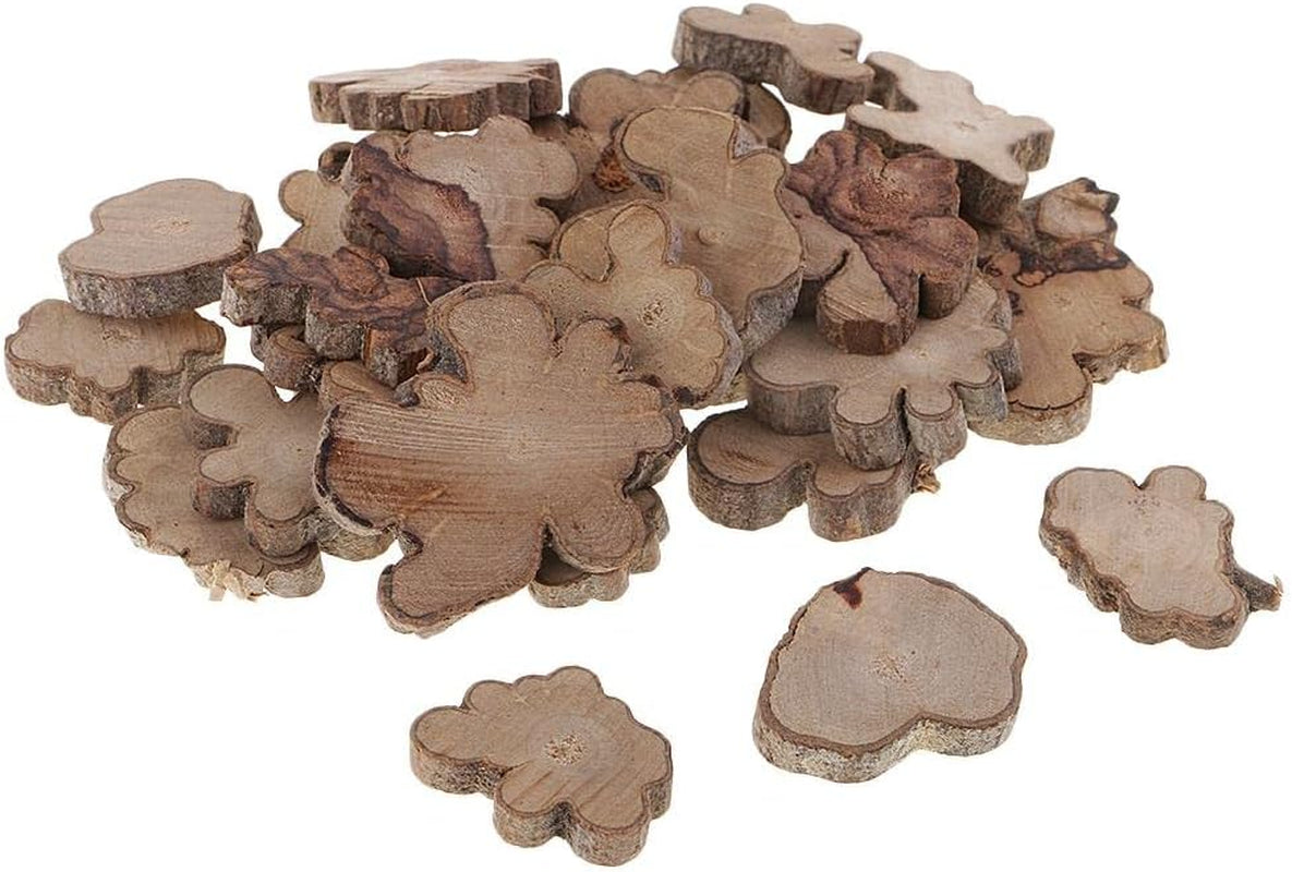 30Pcs Irregular Wood Log Slices Natural Tree Decorative Embellishments