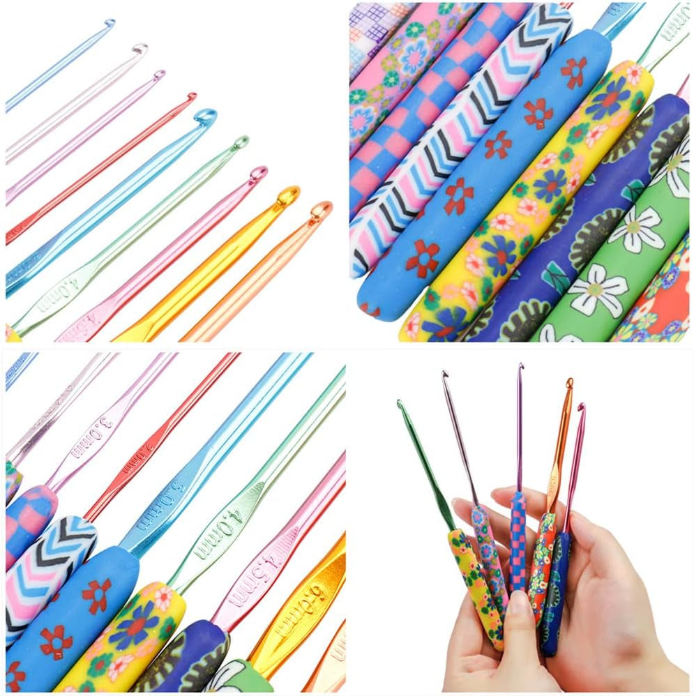 31Pcs Crochet Hooks Set,14 Sizes Crochet Hooks for Crocheting,Extra Long Crochet Needles 2Mm(B)-10Mm(N)
