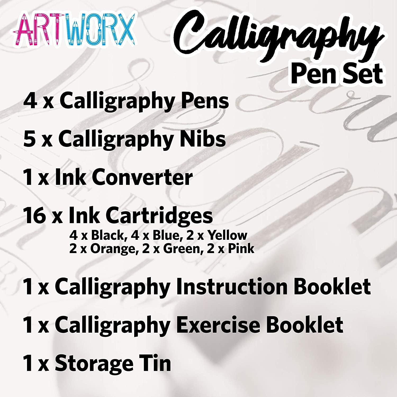 Calligraphy Pens Set - Introductory Caligraphy Writing &amp; Hand Lettering Kit - Includes Instructions, Guide Book and Practice Book - Calligraphy Set for Beginners