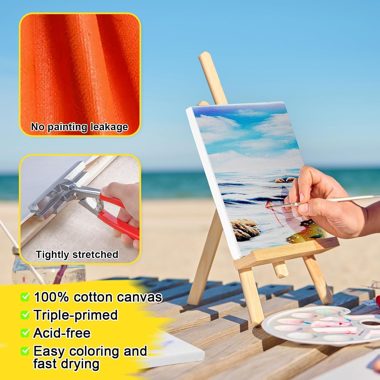 12 Pack Stretched Canvases for Painting with 11X14, 9 X12, 8X10, 5X7(3 of Each), Blank Primed Canvas for Oil, Acrylic & Others, Multi Size Set for Artist, Student and Beginners