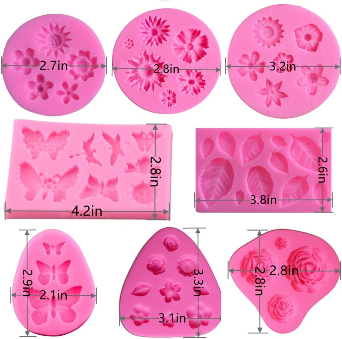 Silicone Mould for Flower and Butterfly Candy - for Cake Decoration,Chocolate Fudge, Polymer Clay, Soap, Confectionery Projects.