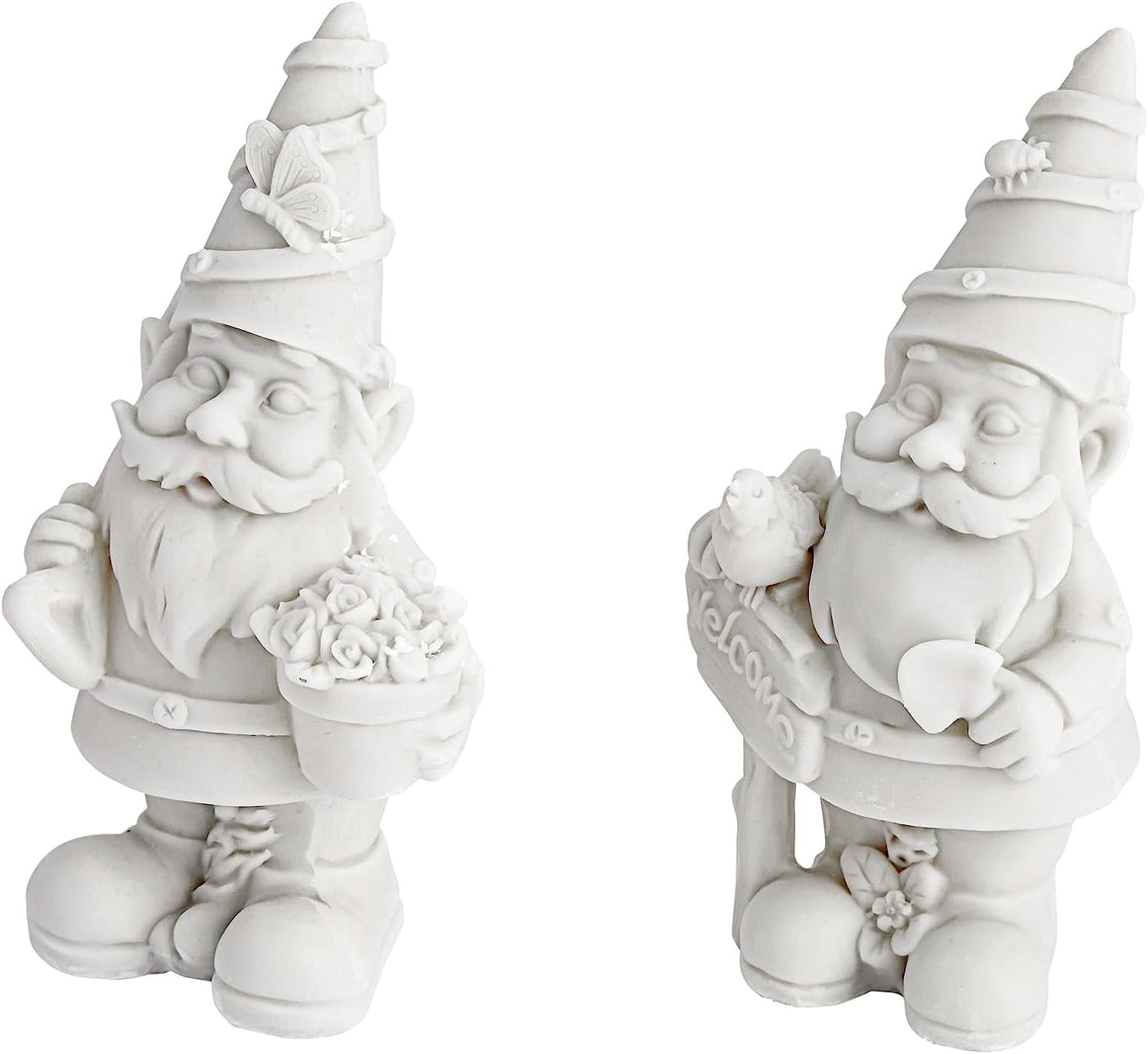 2 Pack Ceramics to Paint - Paint Your Own Garden Gnome Statues, Blank Paintable Ceramics for Adults (5 In)